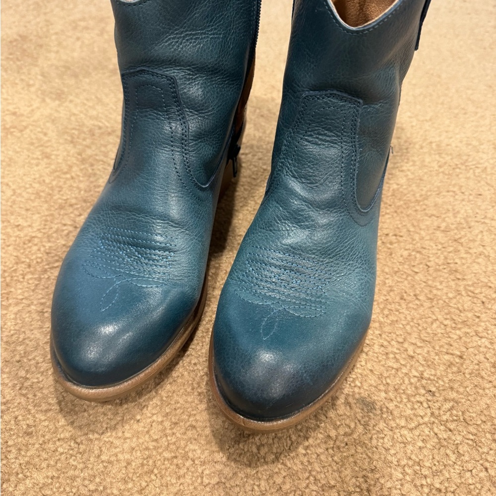 Miz Mooz Blue Leather Ankle Boots